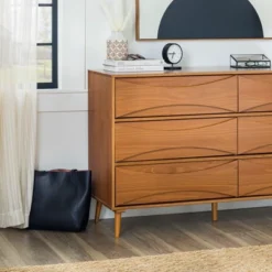 Mid-Century Modern Contoured 6 Drawer Dresser - Saracina Home -Living Room Furniture Store GUEST 502a0f6b a828 4a2b ae1f 4f7873dba996