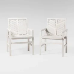 2pk Slatted Chevron Acacia Wood Patio Chairs - Saracina Home -Living Room Furniture Store GUEST 5219a918 e4d9 4e78 859d 992c4cdae25d