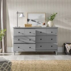 Stiva Classic Mid-Century Modern Horizontal 6 Drawer Dresser - Saracina Home -Living Room Furniture Store GUEST 53801b5f b1d4 4b04 8c85 a7971d352e4e