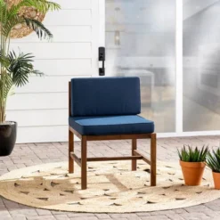 Modular Acacia Wood Armless Patio Chair With Cushion - Dark Brown/Navy - Saracina Home 18 Modular Acacia Wood Armless Patio Chair With Cushion - Dark Brown/Navy - Saracina Home -Living Room Furniture Store GUEST 5557510f 751d 46fb b8de 1b90f5dc1788