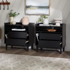 2pk Mid-Century Modern Solid Wood 2 Drawer Storage Nightstands - Saracina Home -Living Room Furniture Store GUEST 559c5ca6 af7e 4136 9a5f 989a82141900