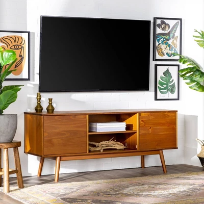 Solid Wood Mid-Century Modern TV Stand For TVs Up To 65" - Saracina Home 13 Solid Wood Mid-Century Modern TV Stand For TVs Up To 65" - Saracina Home - Image 13