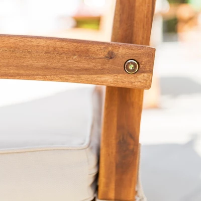 Acacia Wood X-Back Love Seat With Cushions Brown - Saracina Home 5 Acacia Wood X-Back Love Seat With Cushions Brown - Saracina Home - Image 5