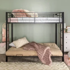 Twin Over Futon Analise Metal Bunk Bed Black - Saracina Home -Living Room Furniture Store GUEST 561bd3db cee9 44eb b8a5 0f2ff86da729