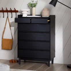 Mid-Century Modern Solid Wood 6 Drawer Vertical Dresser - Saracina Home -Living Room Furniture Store GUEST 59498ed0 69d6 47e7 a8e6 18fcacc166e6