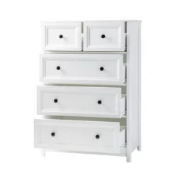 Farmhouse 5 Drawer Grooved Tall Storage Dresser White - Saracina Home -Living Room Furniture Store GUEST 59730227 3443 4480 9ec0 c768319687fc