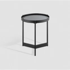Modern Minimalist Tray Top Round Glass Side Table Black - Saracina Home -Living Room Furniture Store GUEST 59ba750c 7740 47a0 aae3 0b5bc640ae7a