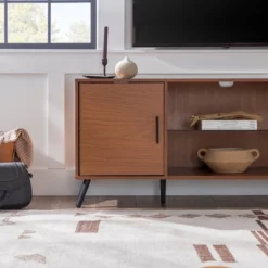 2 Door Mid-Century Modern Wood Storage TV Stand For TVs Up To 65" - Saracina Home -Living Room Furniture Store GUEST 59d9ba89 cb9a 4256 a9ae e85782706a5a