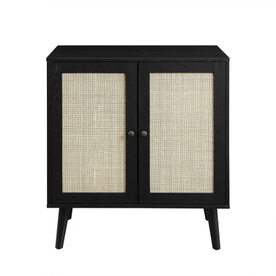 Modern Boho Wood And Rattan 2 Door Accent Cabinet - Saracina Home 2 Modern Boho Wood And Rattan 2 Door Accent Cabinet - Saracina Home - Image 2