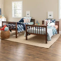 Twin Over Twin Transitional Cottage Solid Pine Bunk Bed Walnut - Saracina Home -Living Room Furniture Store GUEST 5d387518 9553 4862 a964 b55e6299999e