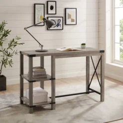 Rustic Farmhouse Metal X Kitchen Island With Shelves - Saracina Home -Living Room Furniture Store GUEST 5de6b595 29fd 4de7 96bf 96ffd09f1edc