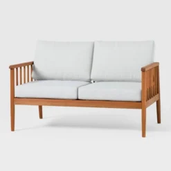 Saracina Home Modern Boho Eucalyptus Spindle Outdoor Bench With Cushions -Living Room Furniture Store GUEST 5e945d1b 5ec8 45f0 b8ea 7645fc08506b