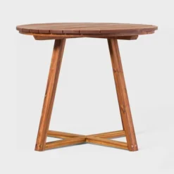 Saracina Home 36" Modern Acacia Slatted Round Outdoor Dining Table -Living Room Furniture Store GUEST 5eed473a 17d8 4ae1 95b0 aa8fa8fb2113