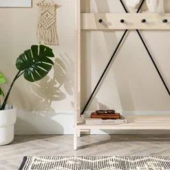 68" Solid Wood X Back Angled Hall Tree White Wash - Saracina Home -Living Room Furniture Store GUEST 5f3d0d73 a646 48be b127 d033415e486f