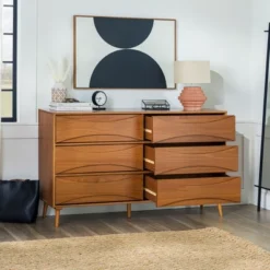 Mid-Century Modern Contoured 6 Drawer Dresser - Saracina Home -Living Room Furniture Store GUEST 6064d6cb 5a30 4857 807c b8d5d64567a9