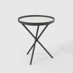 Modern Minimalist Intersecting Tripod Leg Side Table Black/Faux White Marble - Saracina Home -Living Room Furniture Store GUEST 614a873c 3d85 498b afaf af357bdb86b0