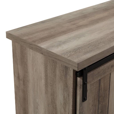 Orson Farmhouse Sliding Grooved Door Sideboard With 3 Drawers Gray Wash - Saracina Home 5 Orson Farmhouse Sliding Grooved Door Sideboard With 3 Drawers Gray Wash - Saracina Home - Image 5