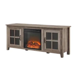 Transitional Farmhouse Window Pane Fireplace TV Stand For TV's Up To 65" Gray Wash - Saracina Home -Living Room Furniture Store GUEST 6381d9dd 9082 439c 8d52 c52d569b90f9