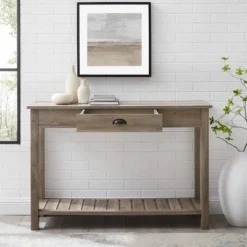 June Rustic Farmhouse Entry Table With Lower Shelf Gray Wash - Saracina Home -Living Room Furniture Store GUEST 651c385e a6a0 40d6 be8d dcf2360fcc88