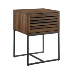 Visconti Boho Slat Pull Down Door Side Table Dark Walnut - Saracina Home 12 Visconti Boho Slat Pull Down Door Side Table Dark Walnut - Saracina Home -Living Room Furniture Store GUEST 659ec25c 13f7 4ed9 a5d9 4380c541f97e