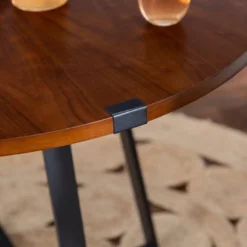 40" Urban Industrial Round Dining Table With Faux Wrap Leg Dark Walnut - Saracina Home -Living Room Furniture Store GUEST 65b752a1 a470 4c70 a554 7b7a706fed25