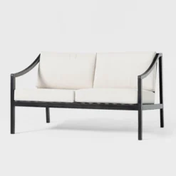 Saracina Home Mid-Century Modern Slatted Acacia Outdoor Bench With Cushions -Living Room Furniture Store GUEST 65d05032 e224 418d a7ae a52b618f1c1f
