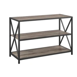 25.62" X Frame Metal And Wood Media Bookshelf - Saracina Home -Living Room Furniture Store GUEST 66341339 f03c 4dae b9cb d9a098afb416