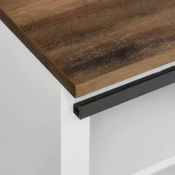 48" Transitional Sliding Barn Door Wood Bench White/Rustic Oak - Saracina Home -Living Room Furniture Store GUEST 6676a183 4d1a 454c b6ab f9fb464a2509