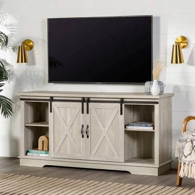 Modern Transitional Sliding Barndoor TV Stand For TVs Up To 65"- Saracina Home 1 Modern Transitional Sliding Barndoor TV Stand For TVs Up To 65"- Saracina Home