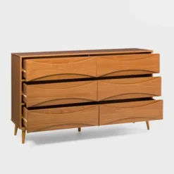 Mid-Century Modern Contoured 6 Drawer Dresser - Saracina Home -Living Room Furniture Store GUEST 66fb51cb 1672 46be 9ea3 83daad767b13