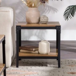 Set Of 2 Benny Urban Industrial Angle Iron Side Tables - Saracina Home -Living Room Furniture Store GUEST 6787a235 c482 4325 8c73 2cb21fa3a98b