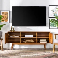Solid Wood Mid-Century Modern TV Stand For TVs Up To 65" - Saracina Home 25 Solid Wood Mid-Century Modern TV Stand For TVs Up To 65" - Saracina Home -Living Room Furniture Store GUEST 686002c1 8c90 4149 bce4 d40fc12f1038