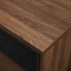 Modern Industrial Metal Mesh Sliding Door TV Stand For TVs Up To 80" Dark Walnut - Saracina Home -Living Room Furniture Store GUEST 68bc1676 6051 4e86 8632 b35c64b611e6