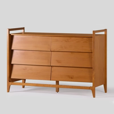 Mid-Century Modern Solid Wood Paneled 6 Drawer Dresser - Saracina Home 8 Mid-Century Modern Solid Wood Paneled 6 Drawer Dresser - Saracina Home - Image 8