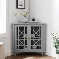 2 Door Corner Accent Cabinet With Fretwork Doors - Saracina Home -Living Room Furniture Store GUEST 6aa69f84 0413 43ec 85f0 32657f3b8c98