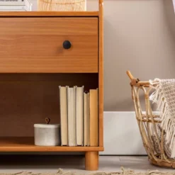 Katie Transitional Tray Top 1 Drawer Solid Wood Nightstand Caramel - Saracina Home -Living Room Furniture Store GUEST 6b787175 d26a 4d00 aeac 9a25fd3267e3