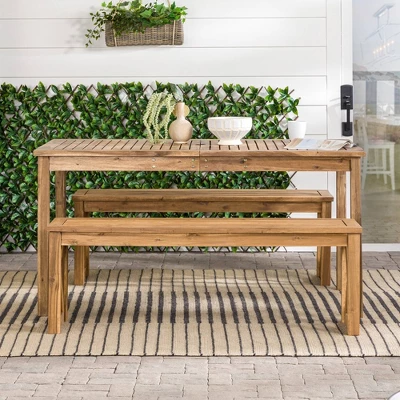 3pc Acacia Wood X Design Outdoor Patio Dining Set - Brown - Saracina Home 7 3pc Acacia Wood X Design Outdoor Patio Dining Set - Brown - Saracina Home - Image 7