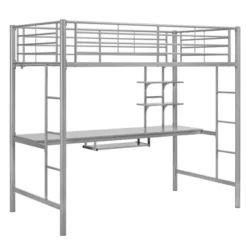 Twin Analise Metal Loft Bed With Wood Desk - Saracina Home -Living Room Furniture Store GUEST 6e44e5cc a990 444f 99ea 3bd341a3ab32