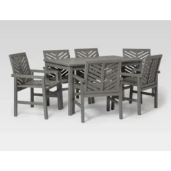 7pc Slatted Chevron Acacia Patio Dining Set - Saracina Home -Living Room Furniture Store GUEST 6e586955 cdb3 42a6 b92d 73b8e77d8e6a