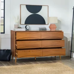 Mid-Century Modern Contoured 6 Drawer Dresser - Saracina Home -Living Room Furniture Store GUEST 6fead62f 7409 4ab1 a4ea 29860158a949