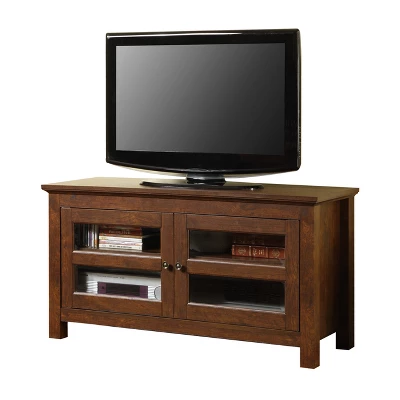 2 Door Wood Closed Storage Console TV Stand For TVs Up To 50" Brown - Saracina Home 1 2 Door Wood Closed Storage Console TV Stand For TVs Up To 50" Brown - Saracina Home