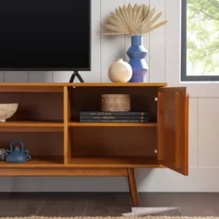 Solid Wood Mid-Century Modern TV Stand For TVs Up To 80" - Saracina Home -Living Room Furniture Store GUEST 718deacd a6aa 48d3 a2de dc60399694ef