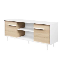 Modern 2 Door TV Stand For TVs Up To 65" Solid White/Coastal Oak/White - Saracina Home 14 Modern 2 Door TV Stand For TVs Up To 65" Solid White/Coastal Oak/White - Saracina Home -Living Room Furniture Store GUEST 71b35f19 b185 49ca 9a53 cd5480612808