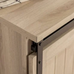 48" Transitional Sliding Door Wood And Metal Bench - Saracina Home -Living Room Furniture Store GUEST 71c7e802 e9d5 4d71 acfe 3940e4bcf887