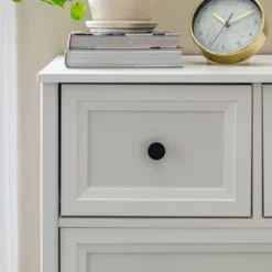 Farmhouse 5 Drawer Grooved Tall Storage Dresser White - Saracina Home -Living Room Furniture Store GUEST 7328f92b dedb 435a 8cfc 7bd748b9950d