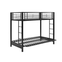 Twin Over Futon Analise Metal Bunk Bed Black - Saracina Home -Living Room Furniture Store GUEST 74e2d72d ba1e 41f2 80bc 6da6082dff35