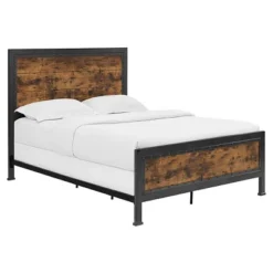 Queen Industrial Wood And Metal Bed - Saracina Home -Living Room Furniture Store GUEST 75d9290e 165e 4053 beb1 d23d4091b665