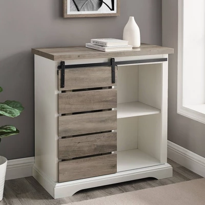 Tertia Modern Transitional Accent Cabinet With Sliding Plank Door - Saracina Home 1 Tertia Modern Transitional Accent Cabinet With Sliding Plank Door - Saracina Home