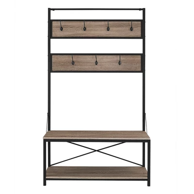 72" Urban Farmhouse Mixed Material Hall Tree - Saracina Home 9 72" Urban Farmhouse Mixed Material Hall Tree - Saracina Home - Image 9