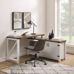 Farmhouse Rustic L Shaped Desk With Storage - Saracina Home -Living Room Furniture Store GUEST 7ac8ccdc 28cc 432d 8e71 4f0bbde4f47b